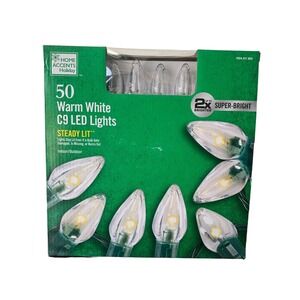 Home Accents 50 White Warm C9 LED Super Bright Lights Weddings 32' String Light